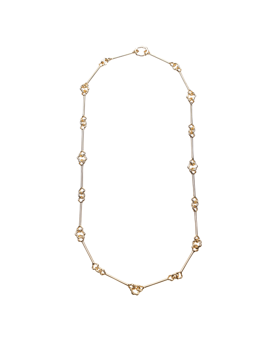 Flower Chain Necklace -Gold-