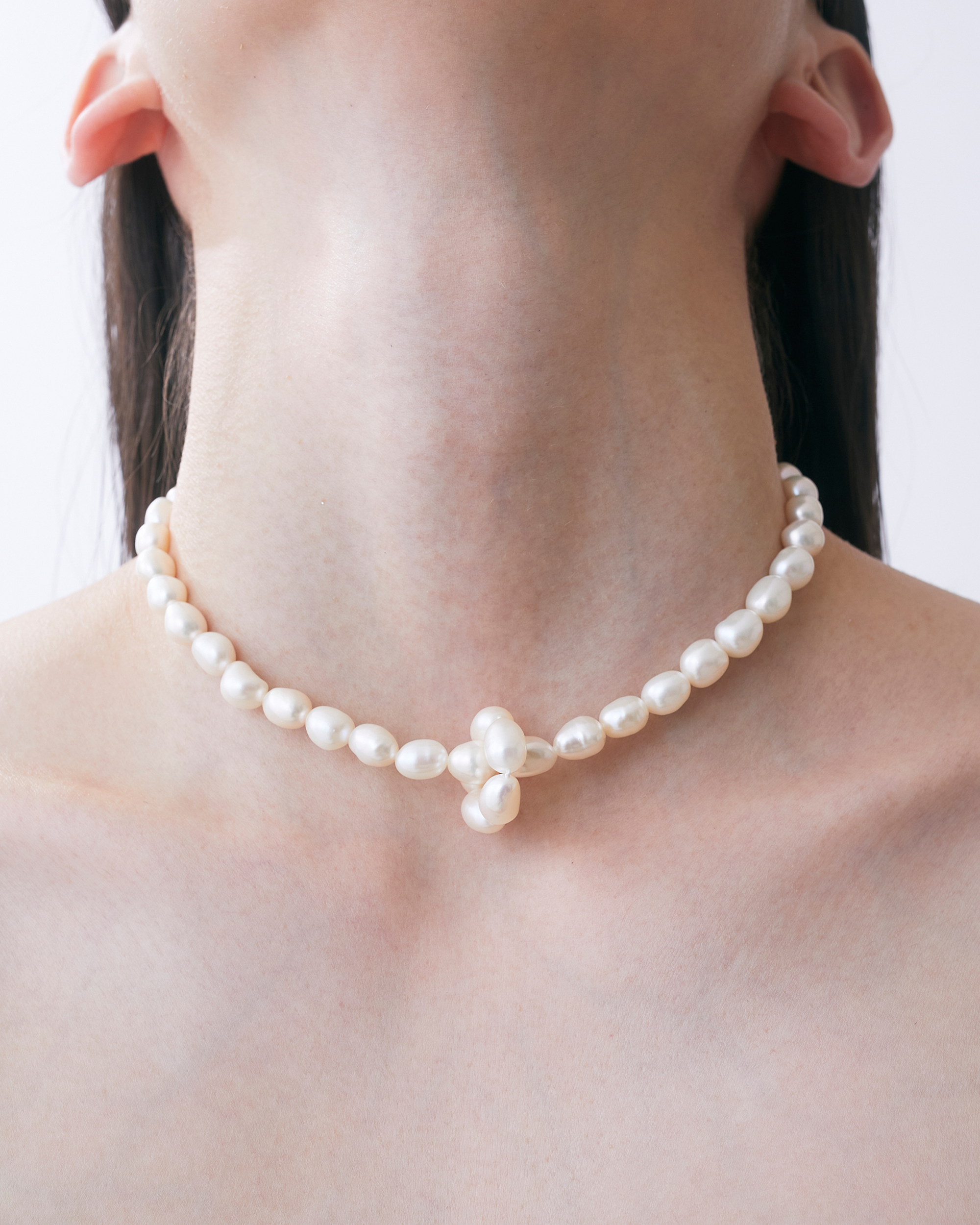 Flower Pearl Necklace -Short-