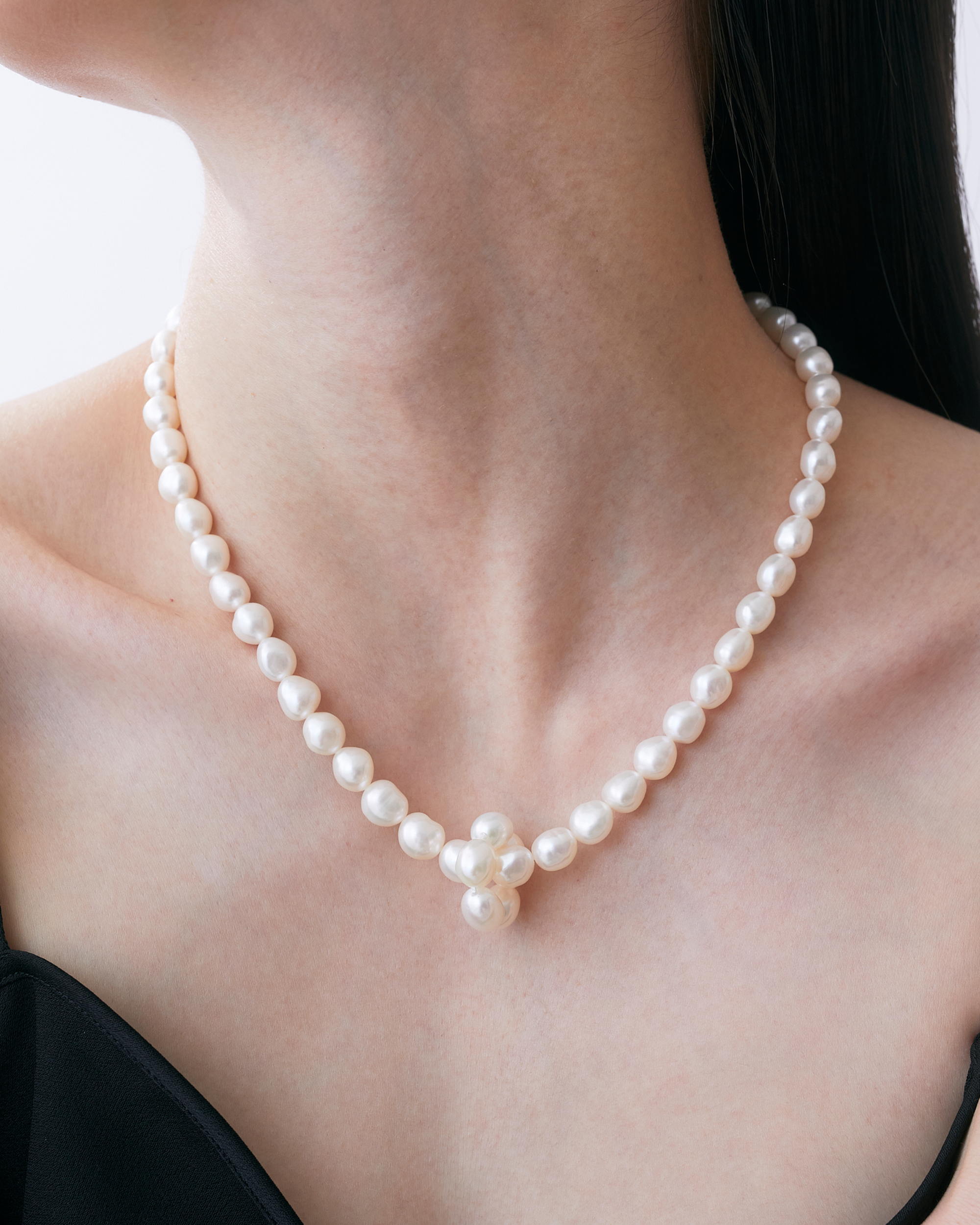 Flower pearl necklace -Long-