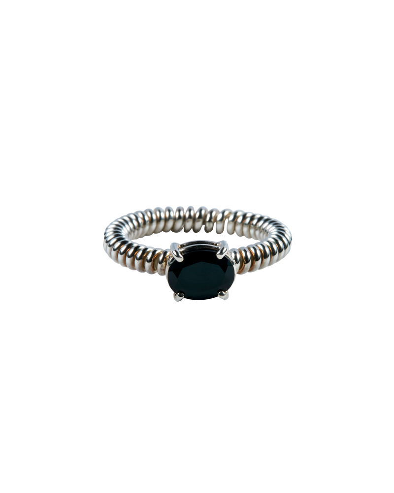 Onyx Spring Stone Ring -Silver-