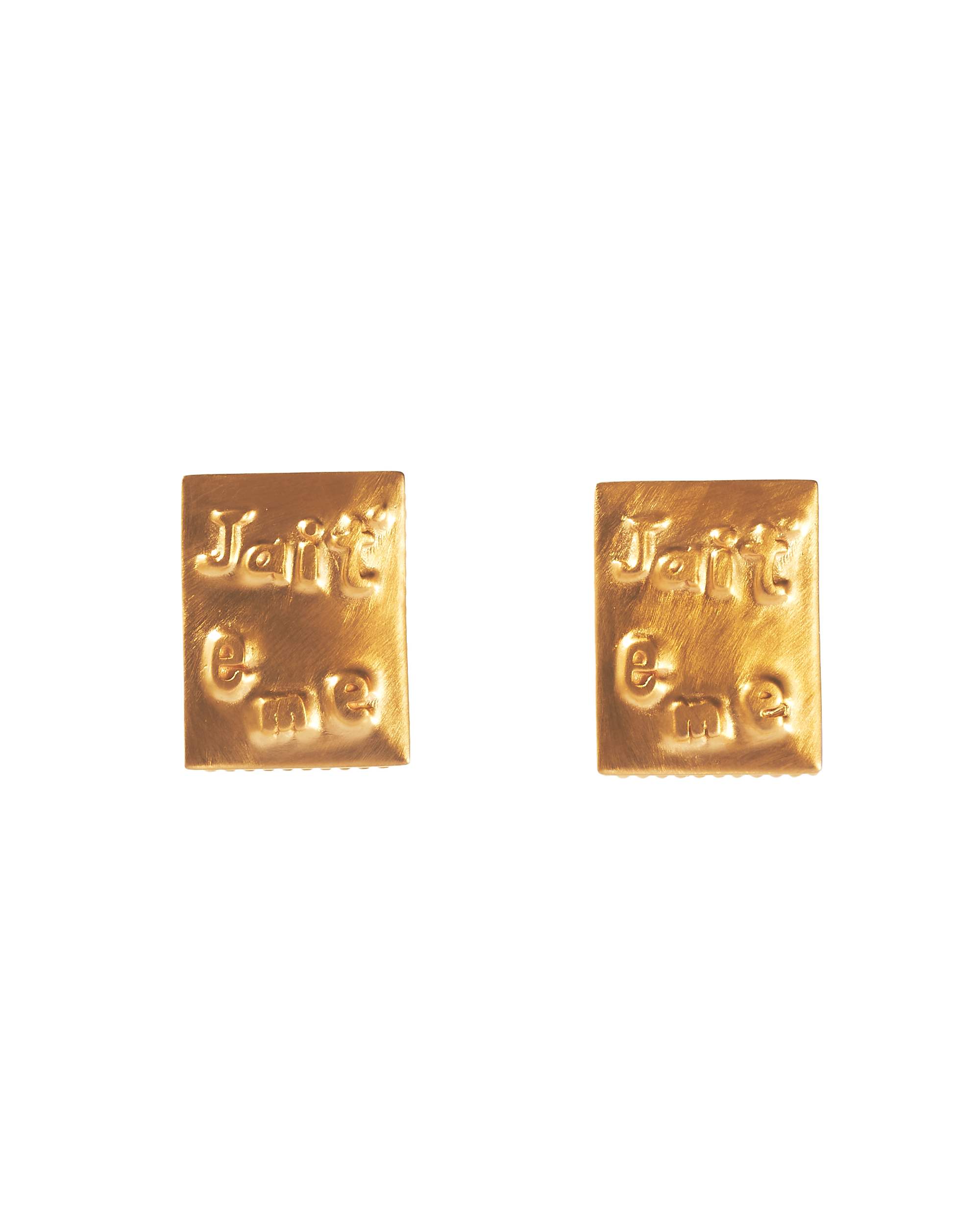 Square Earrings Lettering-Gold-