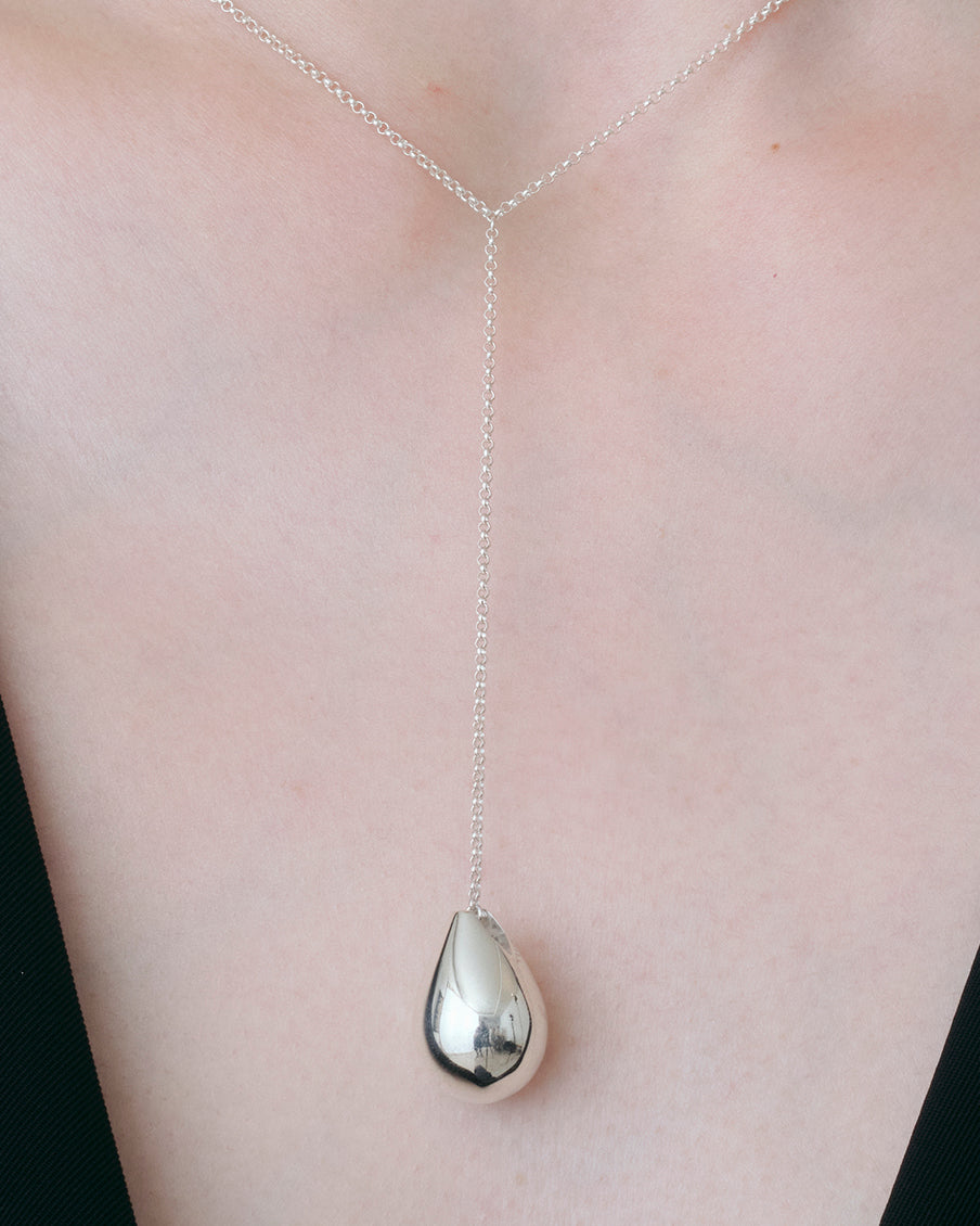 Drop Line Necklace L -Silver-