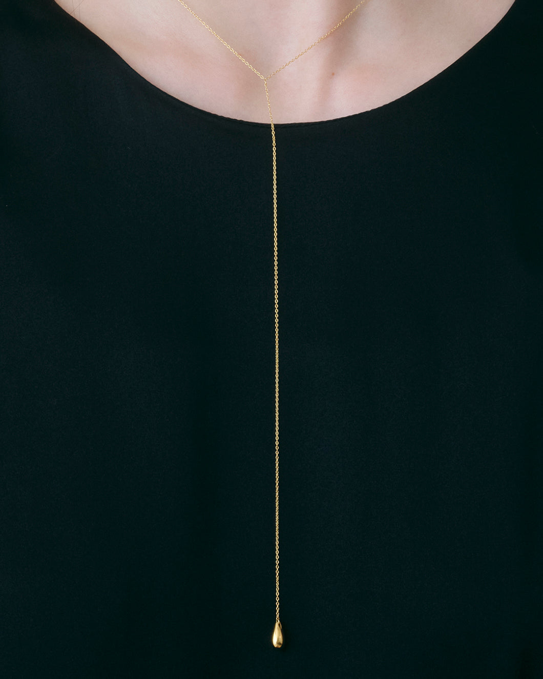 Drop Line Necklace S -Gold-