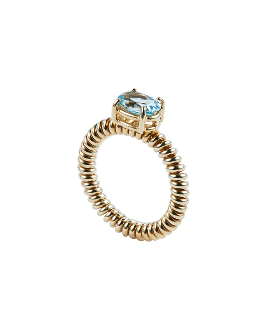 Blue Topaz Spring Stone Ring -Gold-