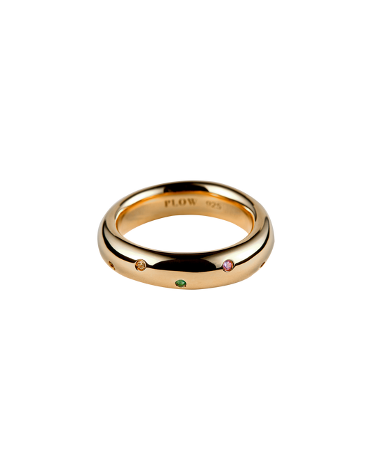 Drop Ring Multi Stone -Gold-
