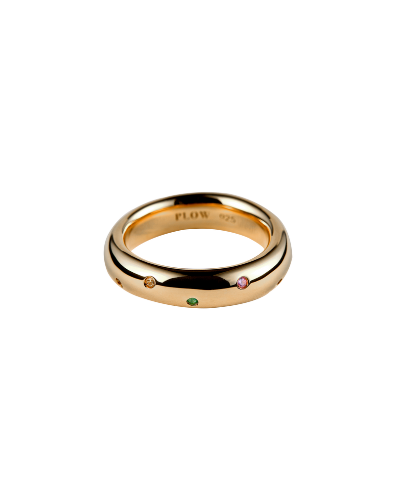 Drop Ring Multi Stone -Gold-