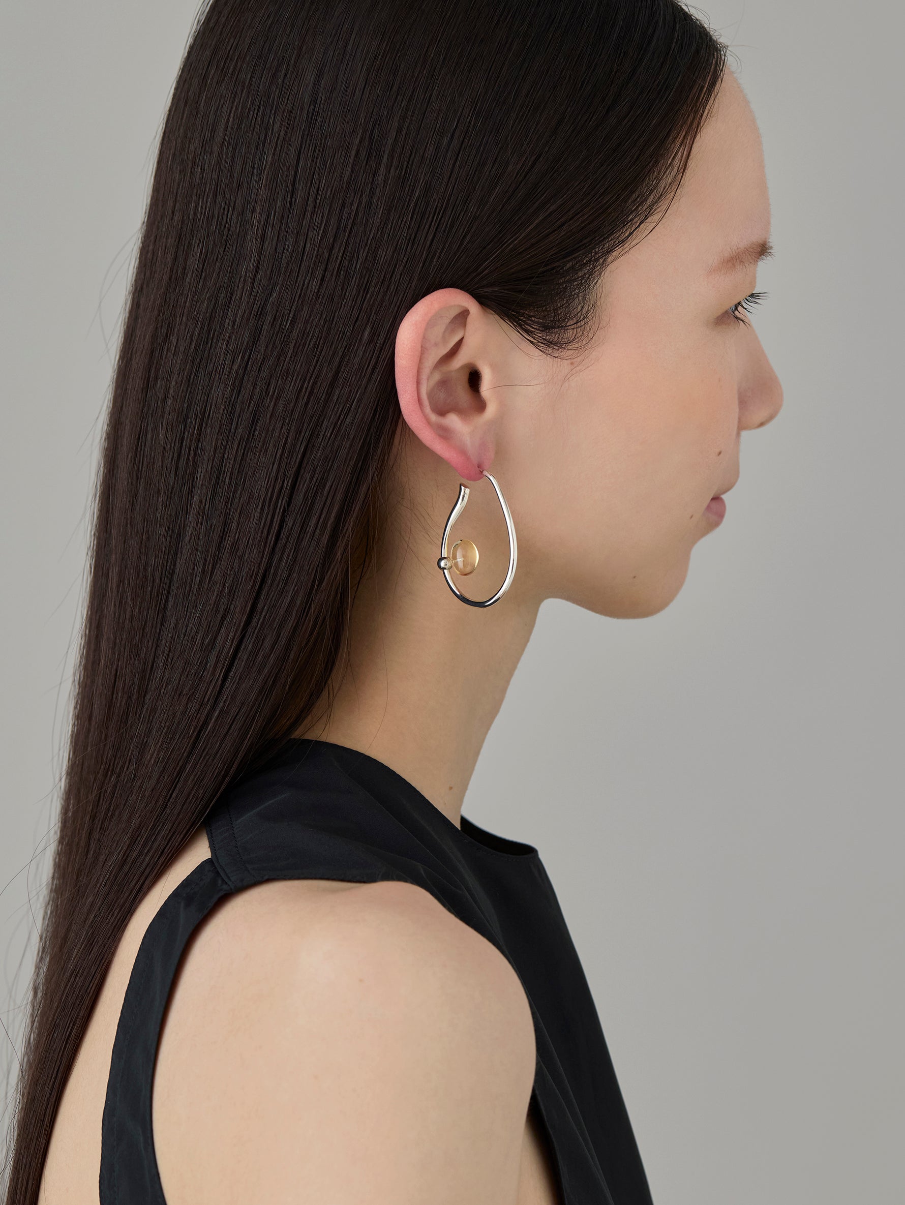 Flower Stalk Pierces L -Silver-