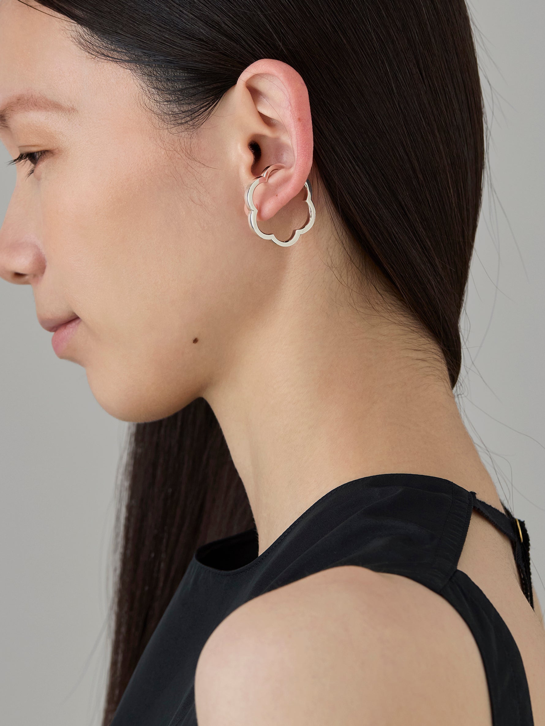 Flower Line Earcuff L-Silver-