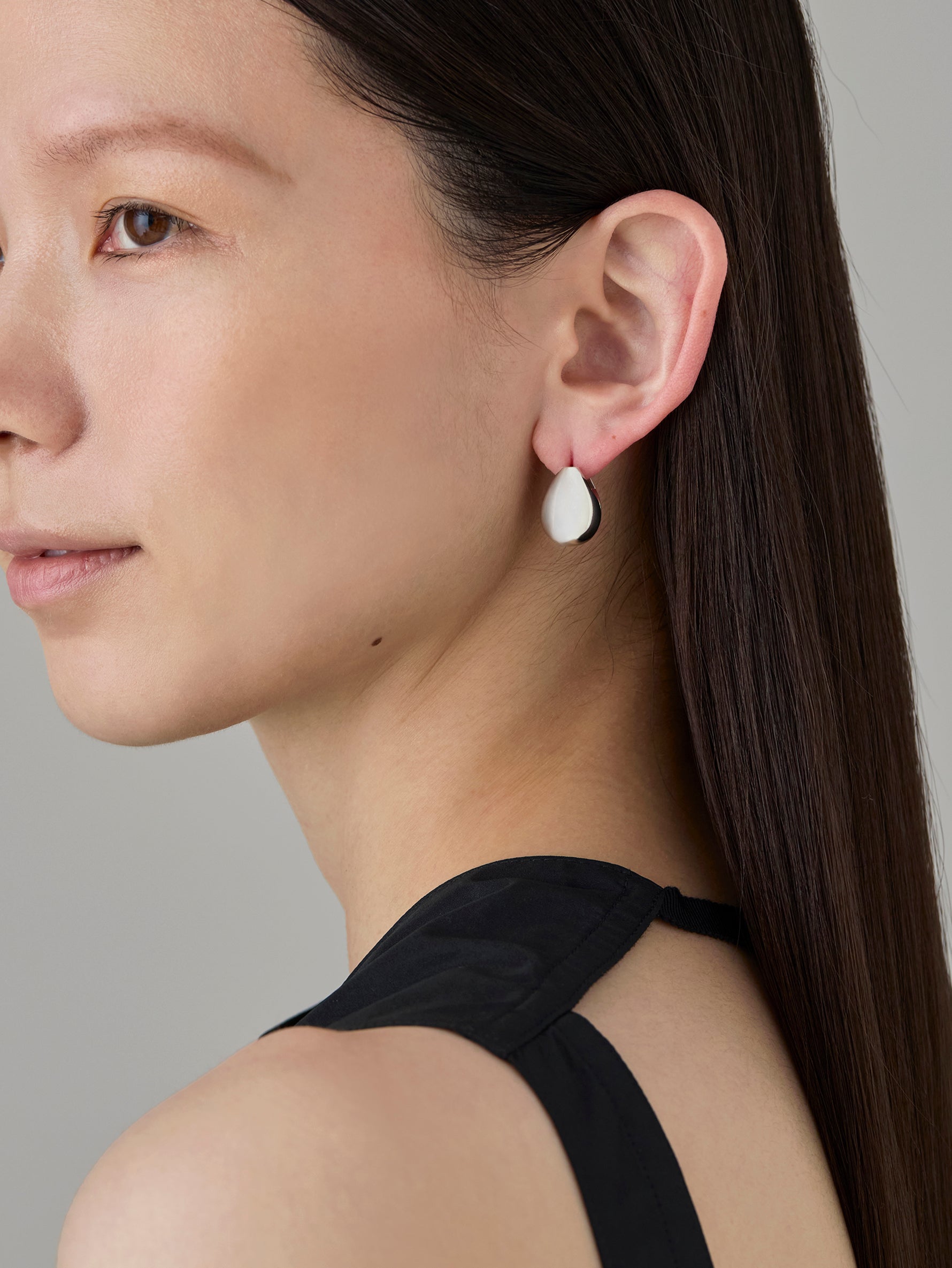 Drop Pierce Multi Stone -Silver-