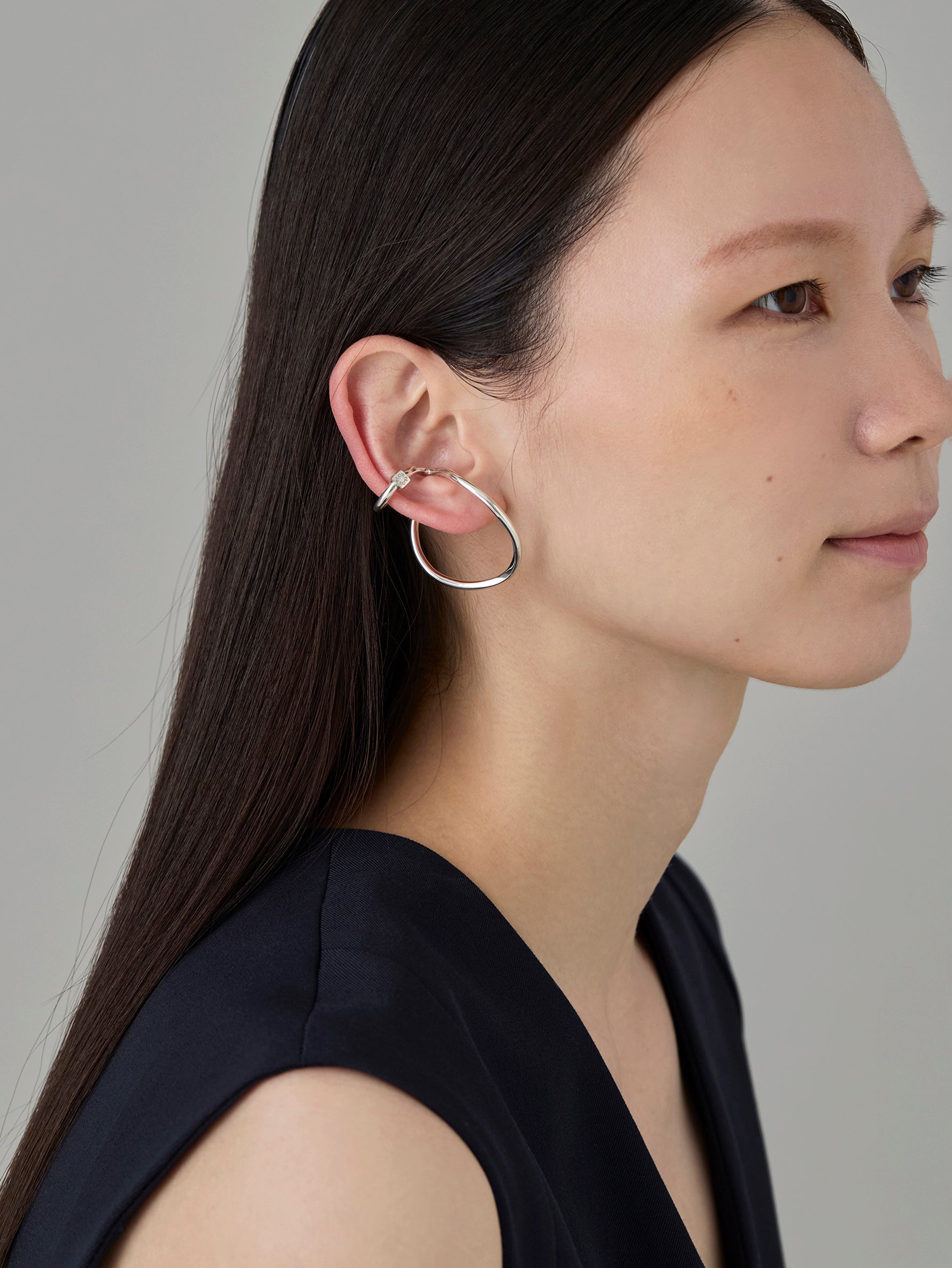 Wave Ear Cuff -Mellow- Silver