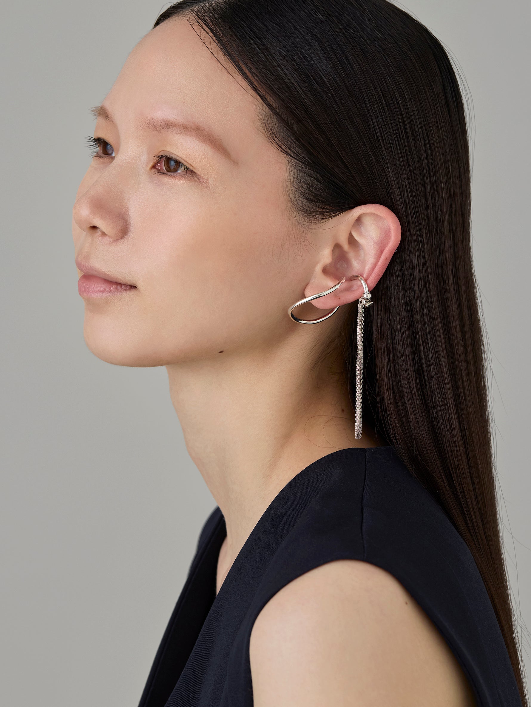 Wave Ear Cuff -Mellow- Silver