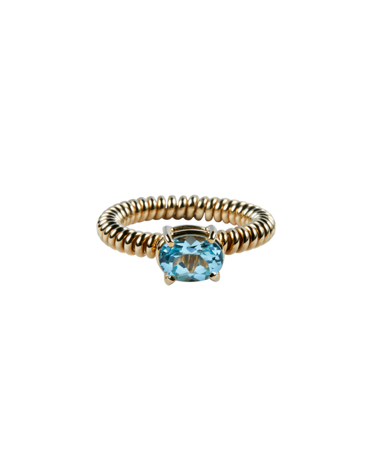 Blue Topaz Spring Stone Ring -Gold-