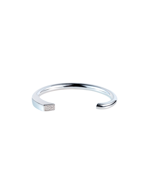 Calla Lily Bangle Diamond - Silver -