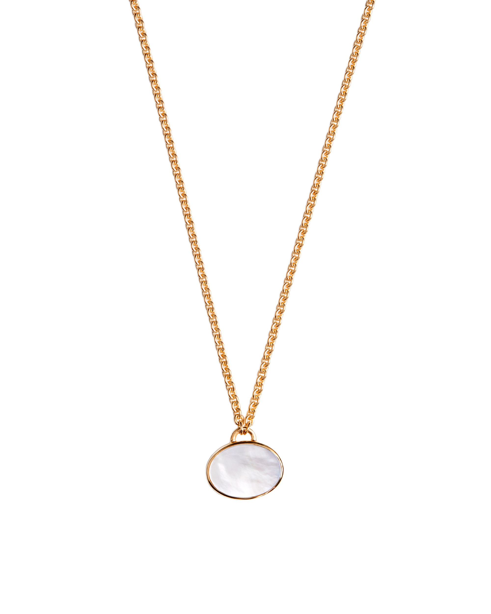 White Shell × Black Shell Oval Necklace -Gold-
