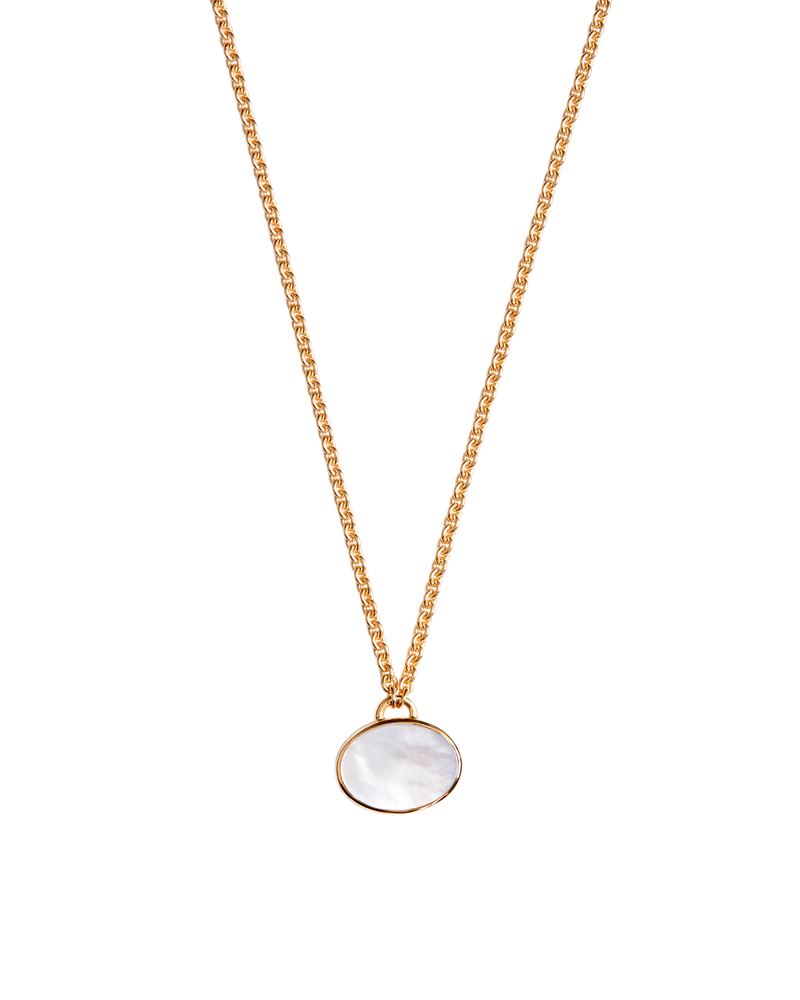 White Shell × Black Shell Oval Necklace -Gold-