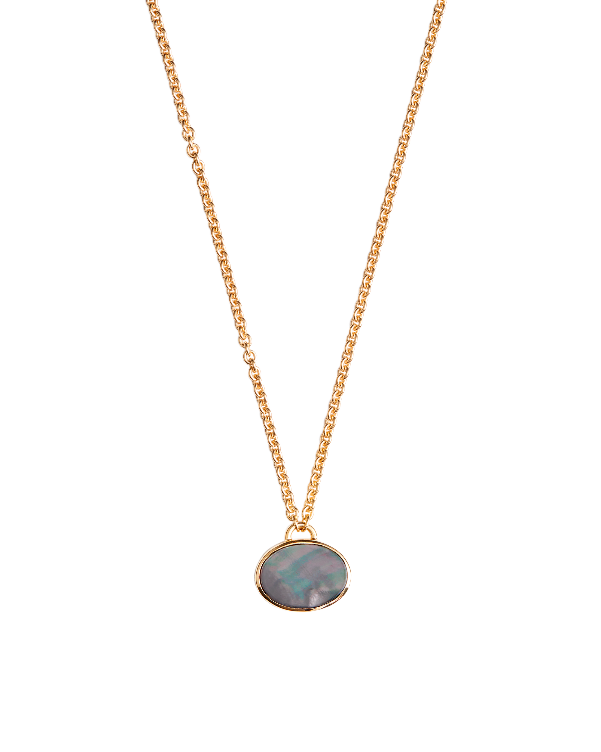 White Shell × Black Shell Oval Necklace -Gold-