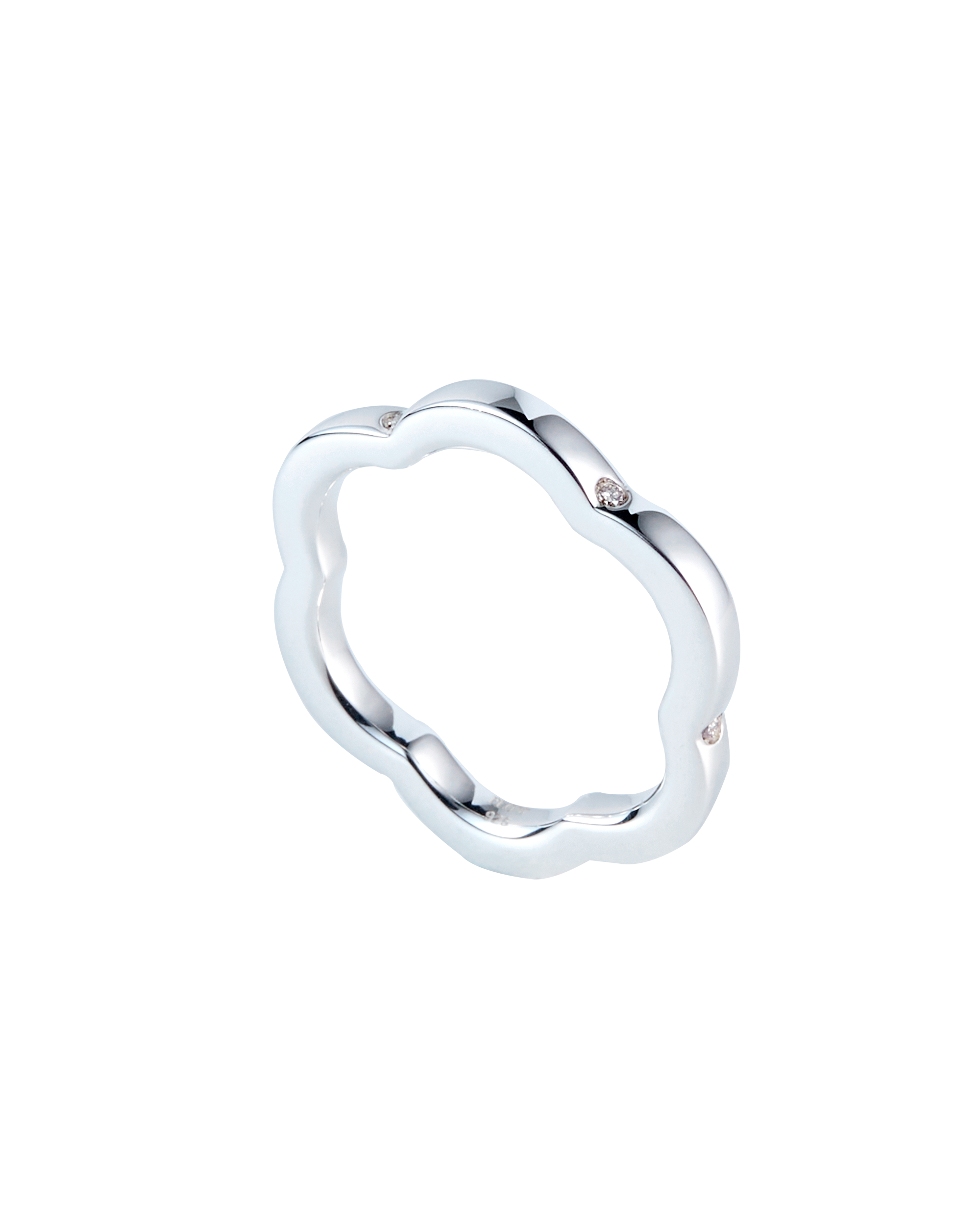 Flower Line Ring Diamond -Silver-