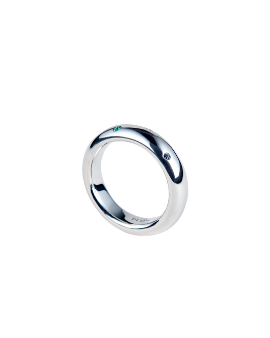 Drop Ring Multi Stone -Silver-