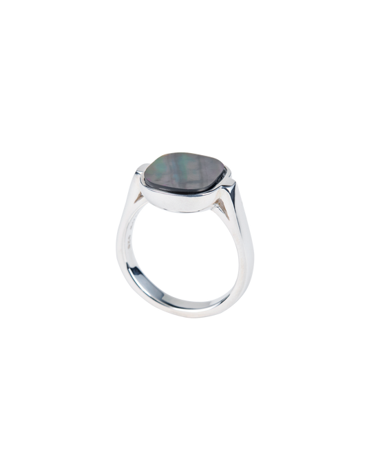 Black Shell Window Ring -Silver-