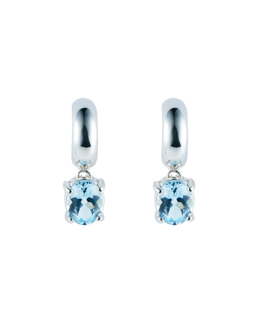 Blue Topaz Sunny C Stone Pierces -Silver-