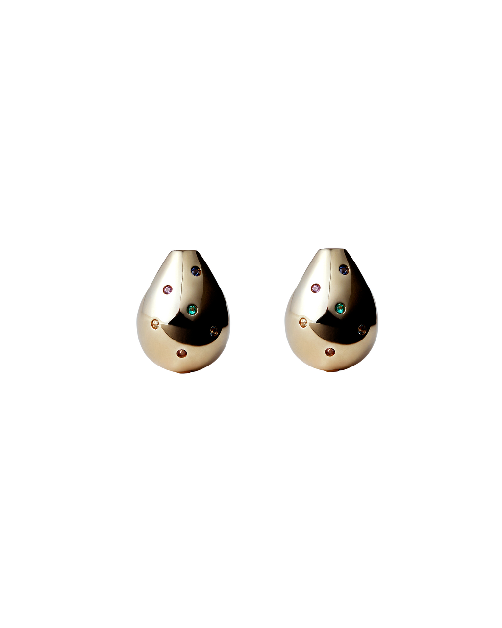 Drop Pierce Multi Stone -Gold-