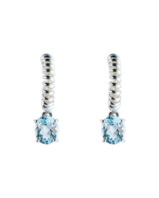 Blue Topaz Spring Stone Pierces -Silver-