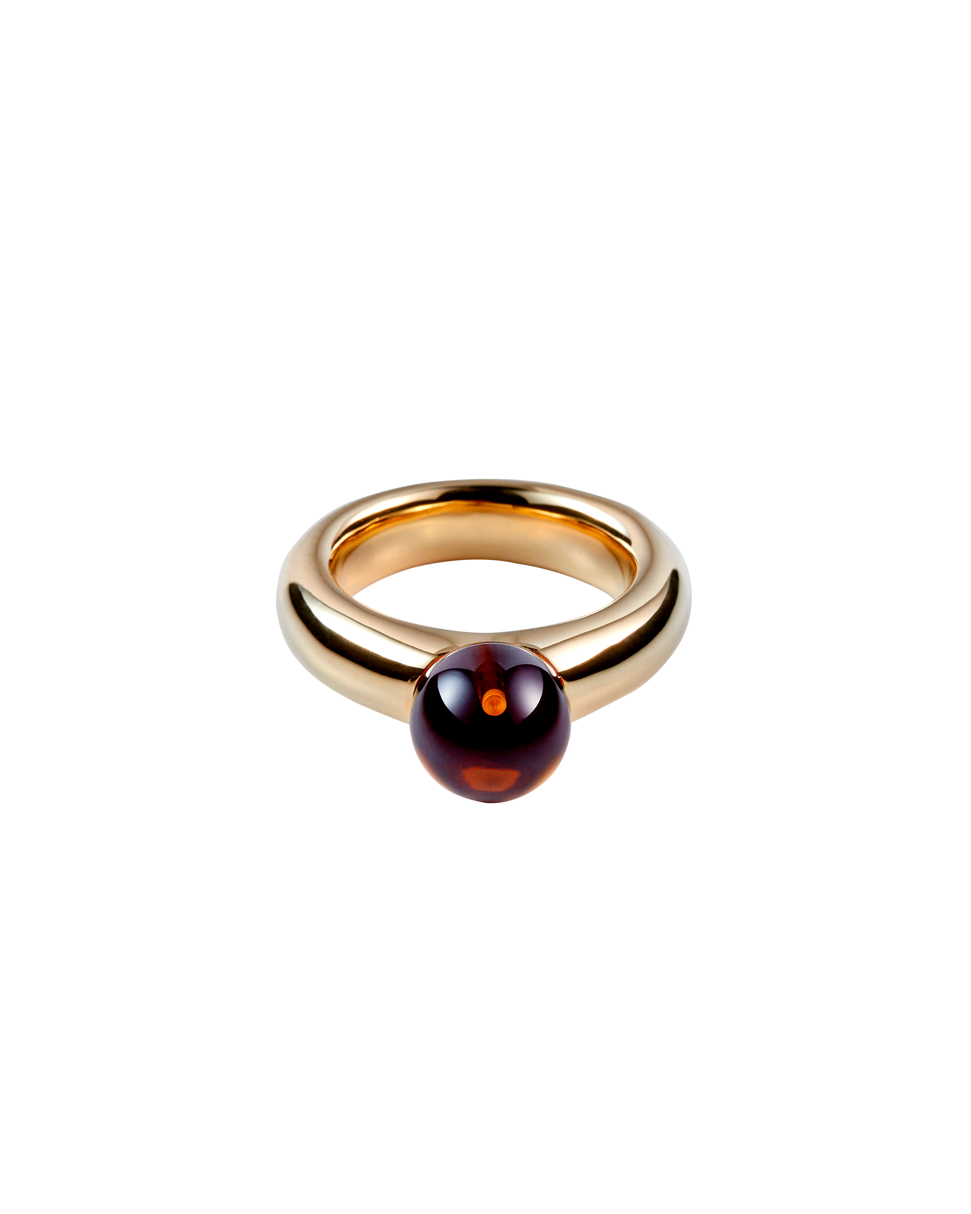 Sphere Amber Ring Brown -Gold-