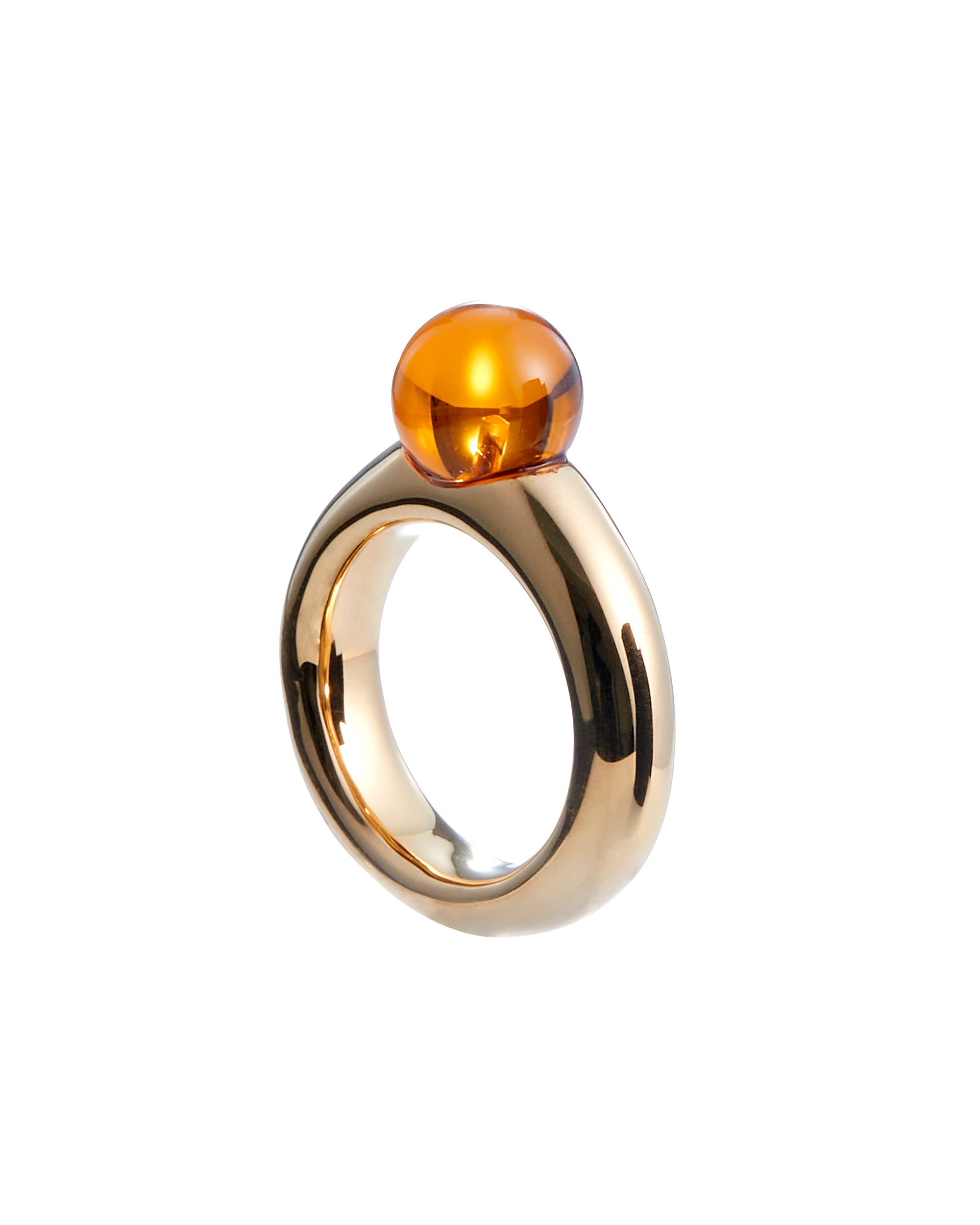 Sphere Amber Ring Brown -Gold-
