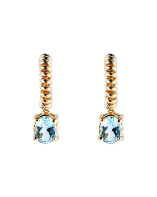 Blue Topaz Spring Stone Pierces -Gold-