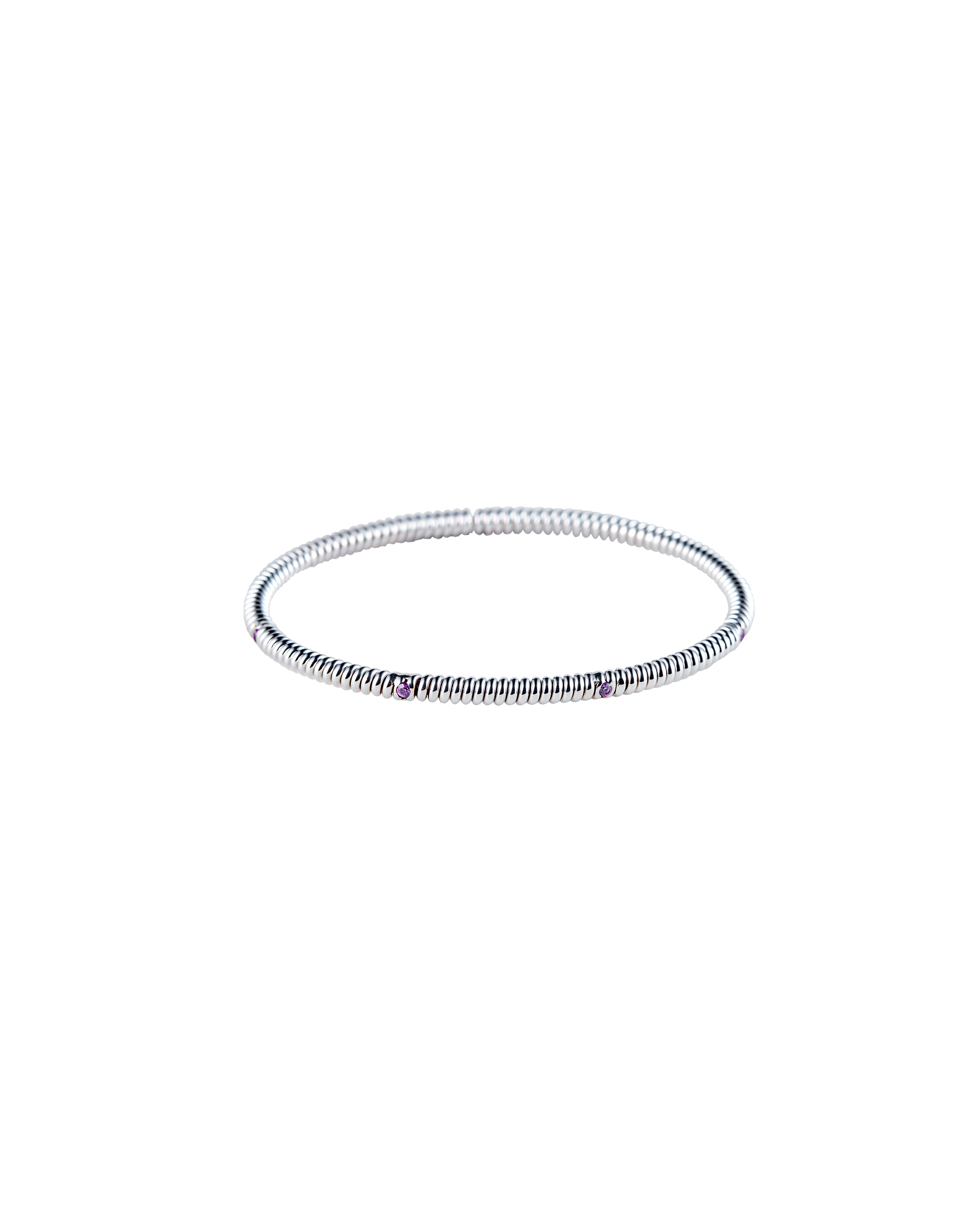 Spring 4 Stone Bangle Pink Sapphire -Silver-
