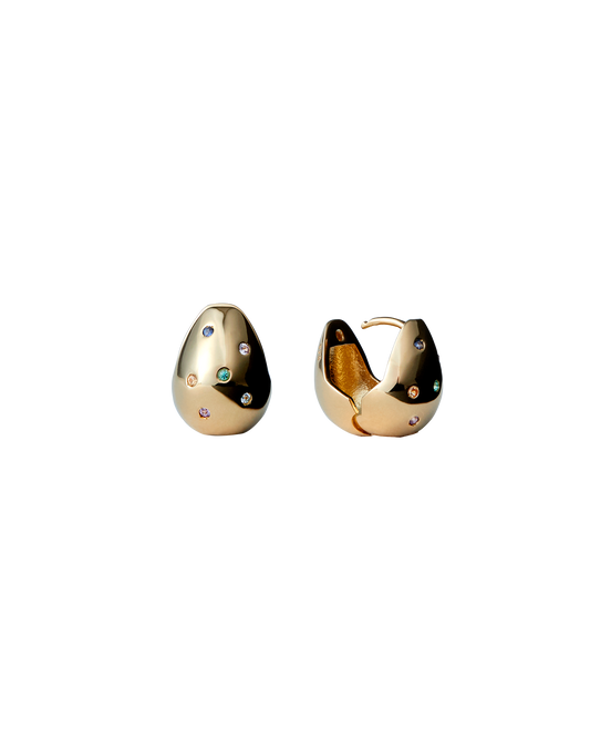 Drop Pierce S Multi Stone -Gold-