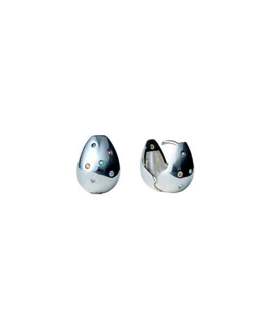 Drop Pierce S Multi Stone -Silver-