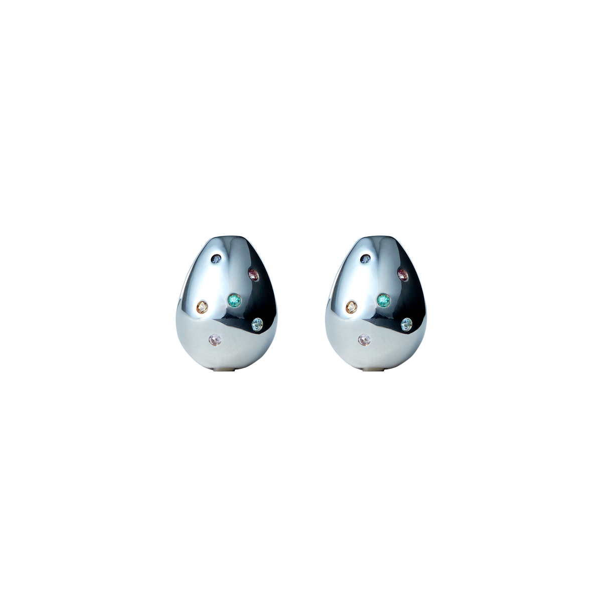 Drop Pierce S Multi Stone -Silver-
