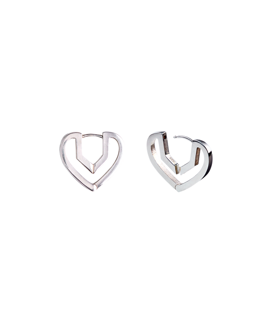 Hug Heart Hoop Pierce S -Silver-