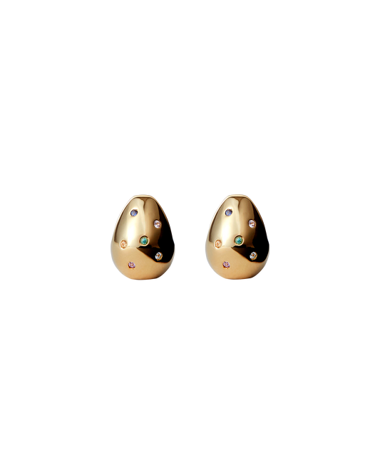 Drop Pierce S Multi Stone -Gold-