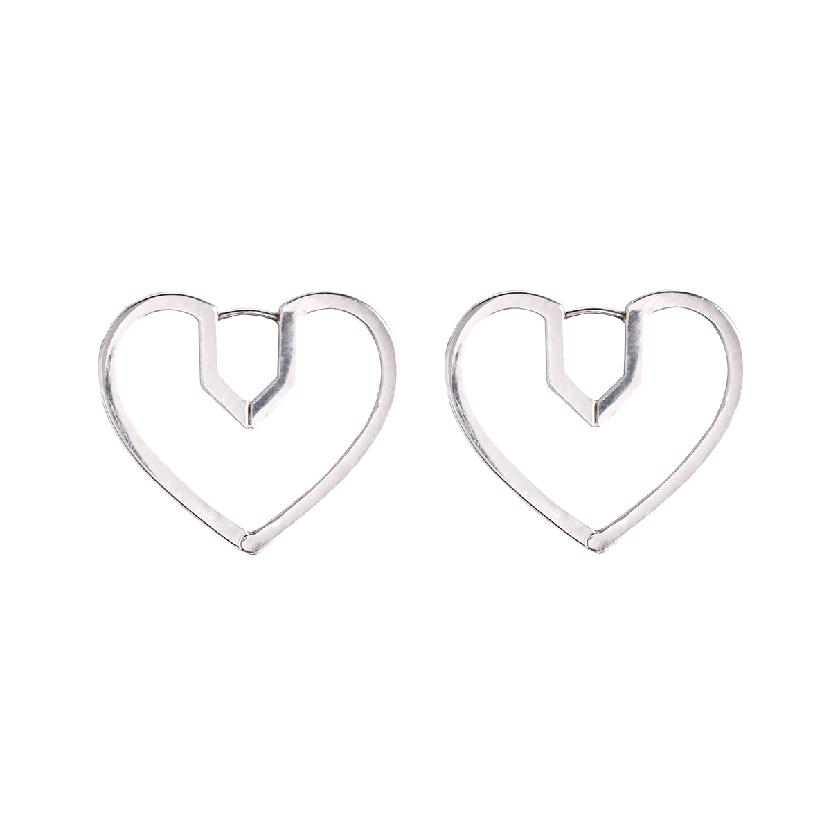 Hug Heart Hoop Pierce M -Silver-