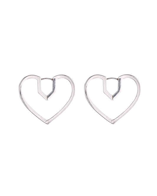 Hug Heart Hoop Pierce M -Silver-