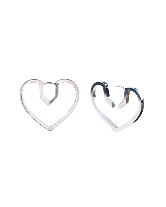 Hug Heart Hoop Pierce M -Silver-