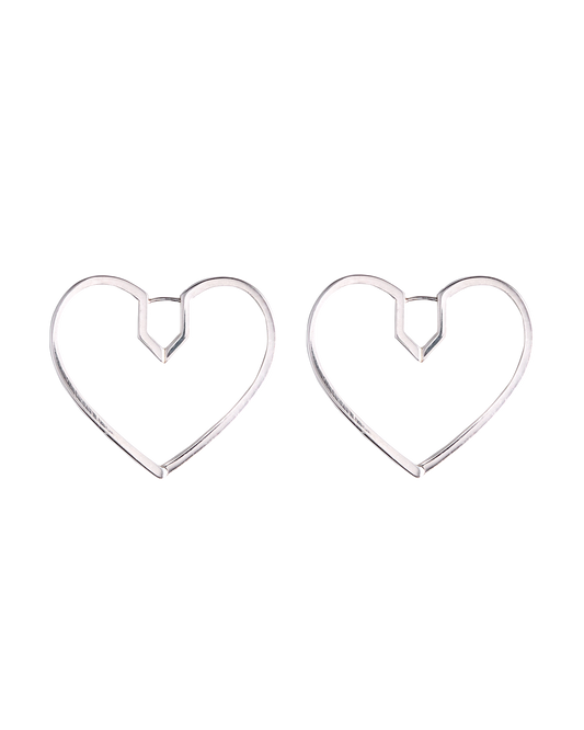 Hug Heart Hoop Pierce L -Silver-