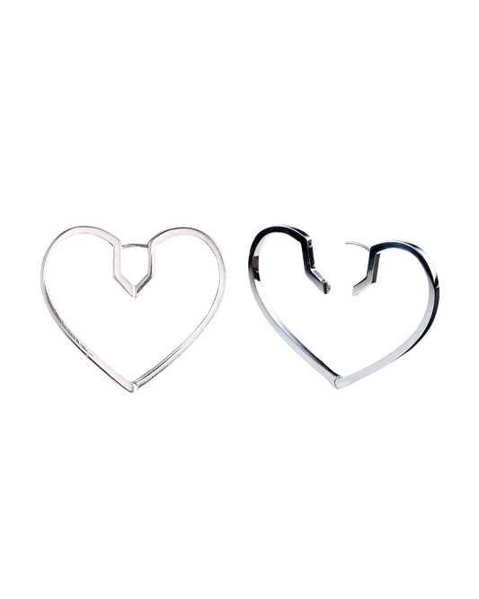 Hug Heart Hoop Pierce L -Silver-
