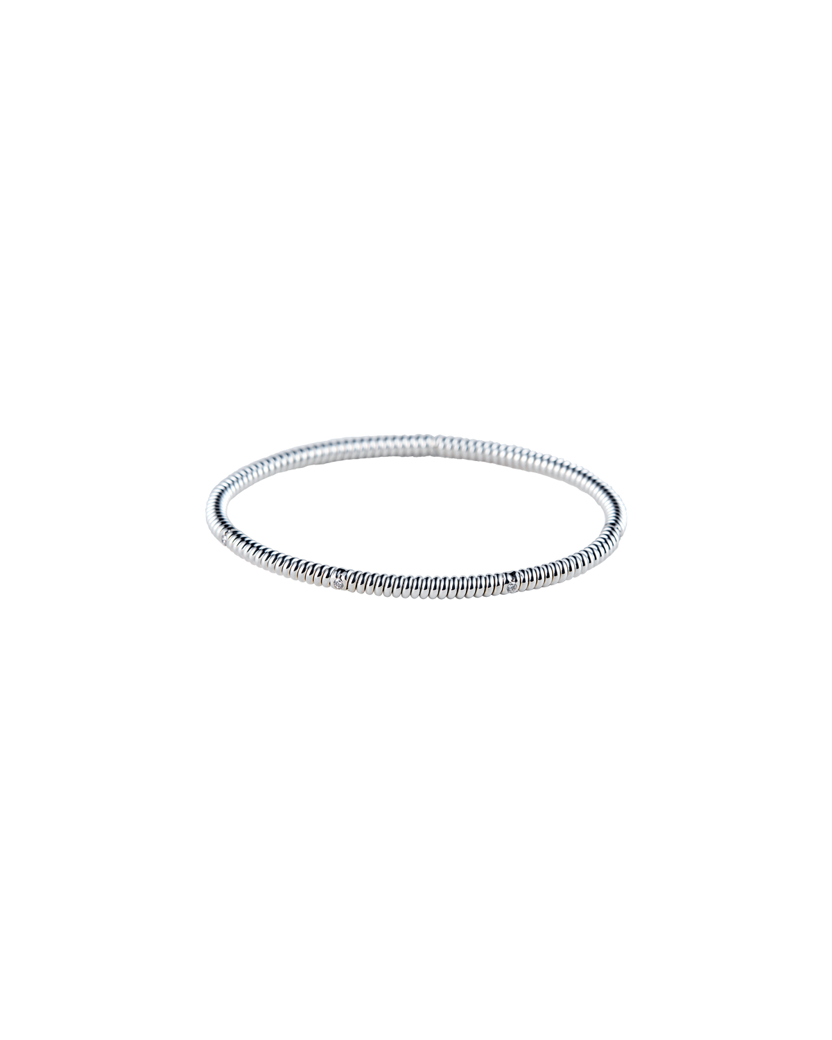 Spring Button Bangle Spring 4 Stone Bangle Diamond -Silver-
