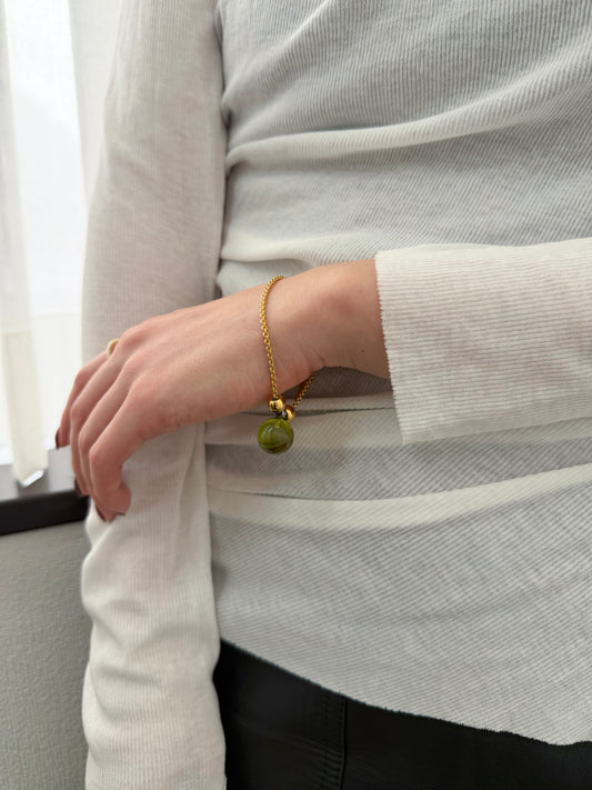 《Select Set : 辺見えみりさん》Cord Bracelet + Charm Shiny ball.S YL + Charm Amber Green