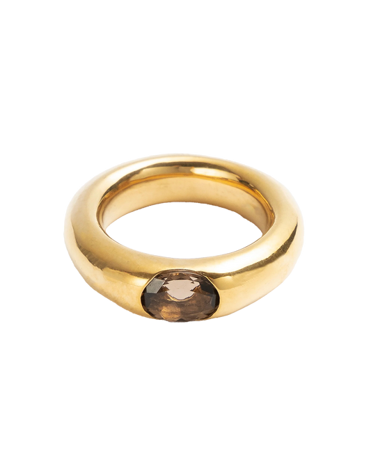 One Stone Smoky quartz Ring -Gold-