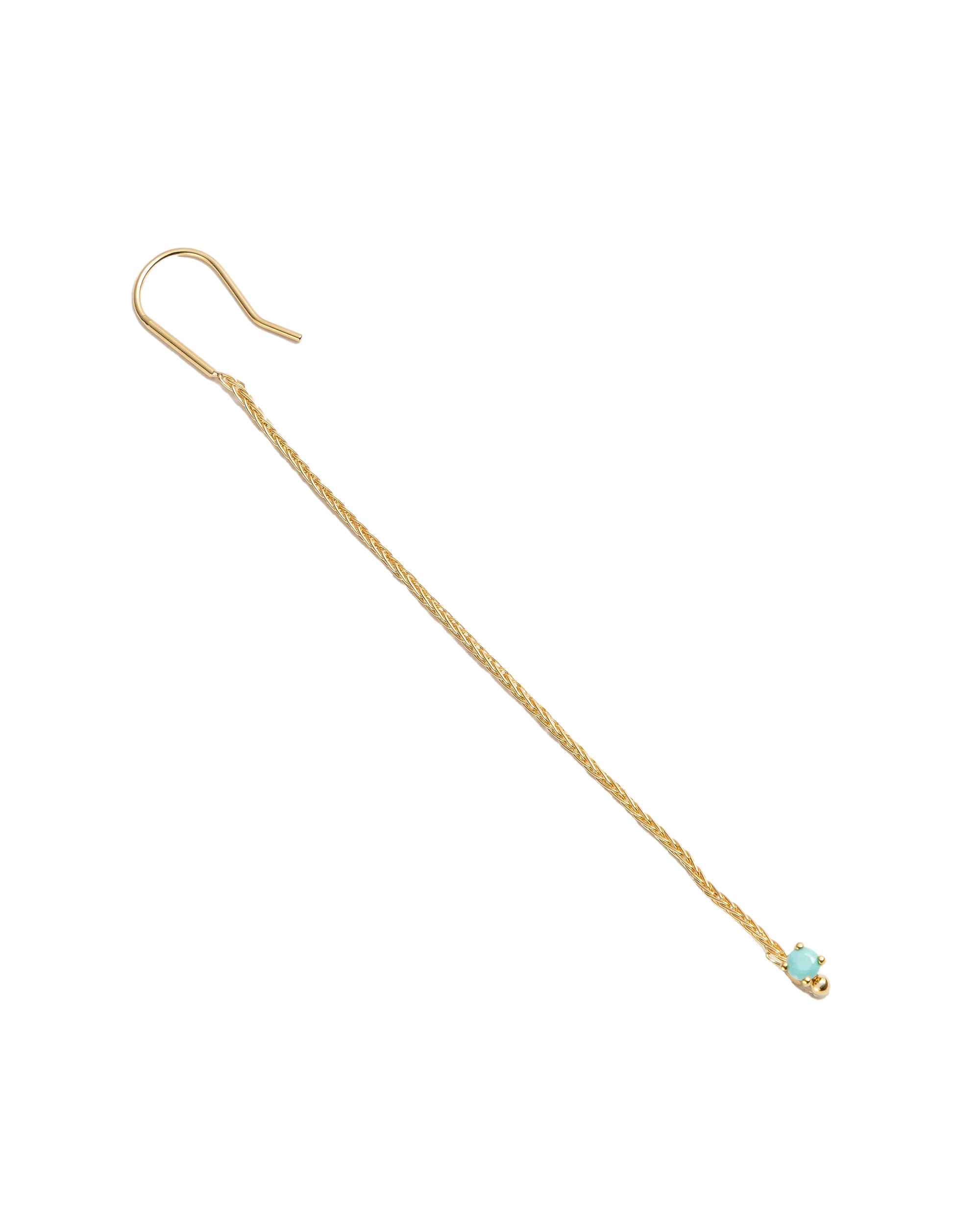 Charm Turquoise Chain Pierce Long 18K