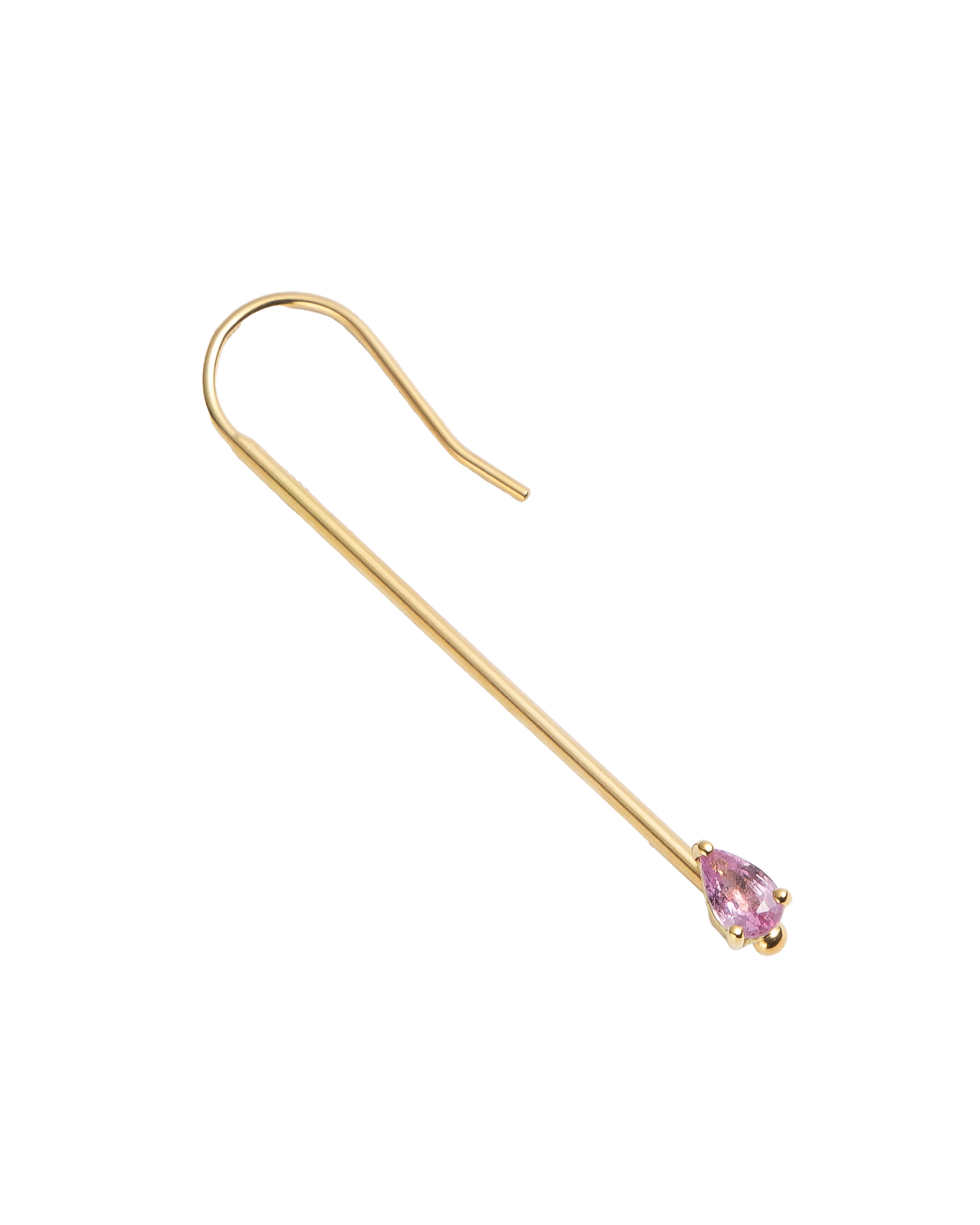 Charm Pink Sapphire  Hook Pierce 18K