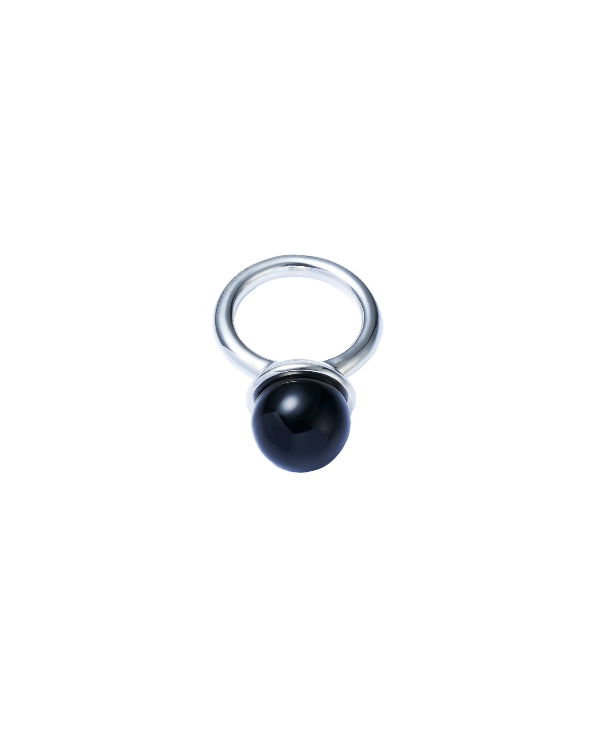 Onyx Cap Ring Large -Silver-