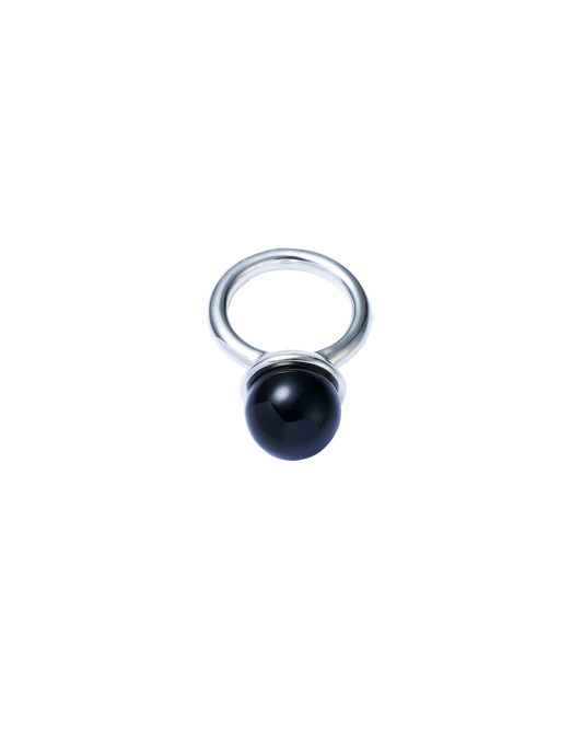 Onyx Cap Ring Large -Silver-