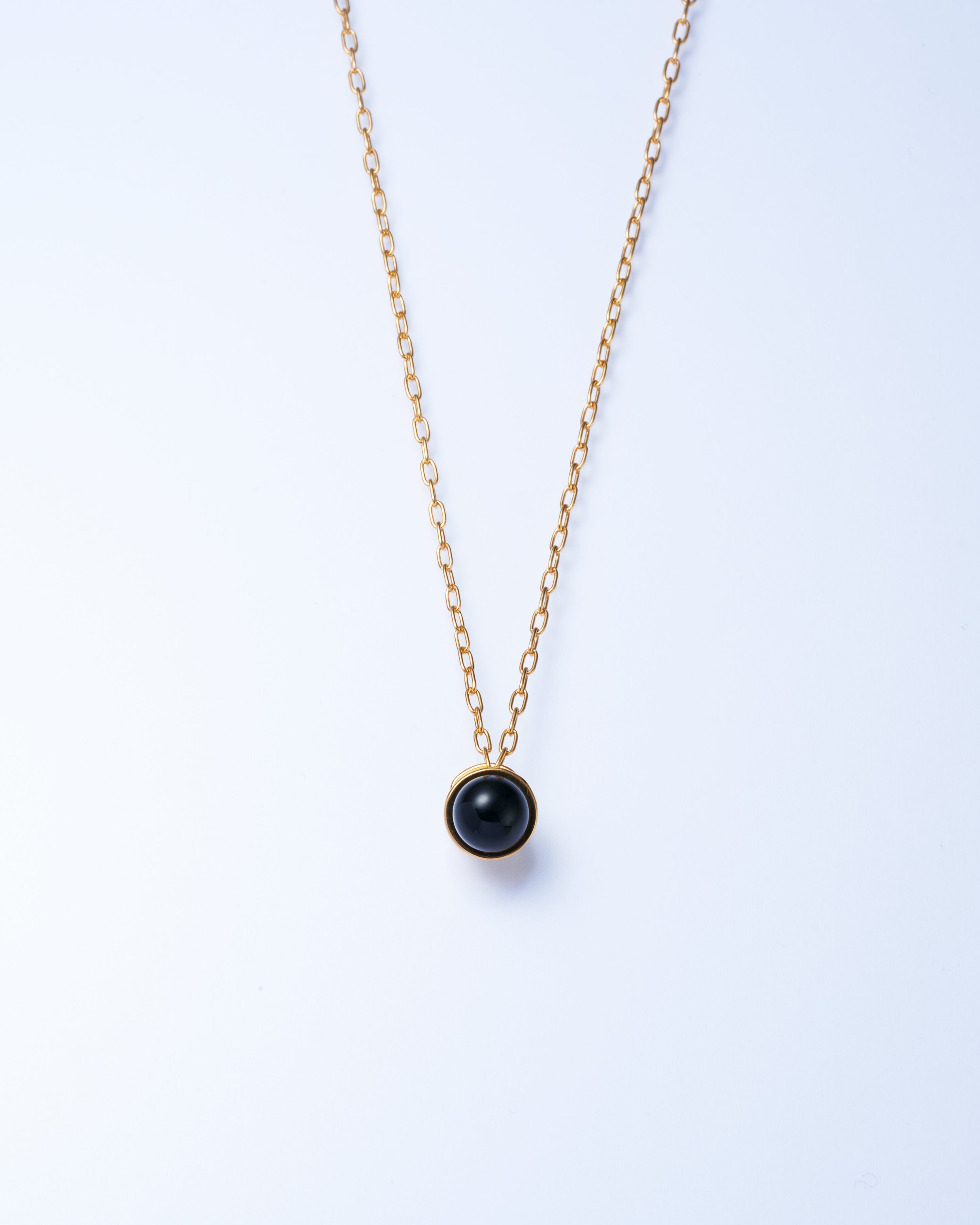 Onyx Cap Necklace Small -Gold-