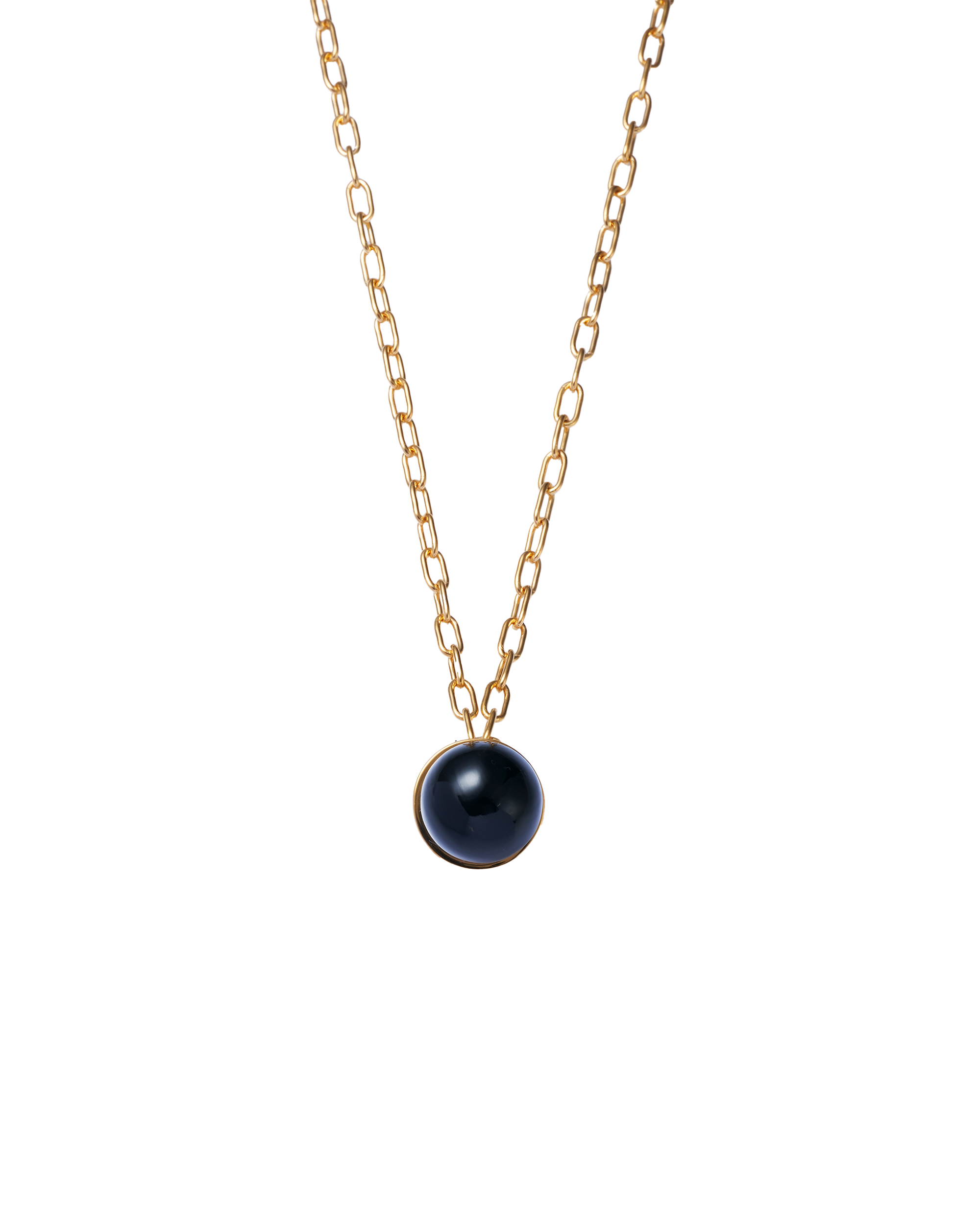 Onyx Cap Necklace Large -Gold-