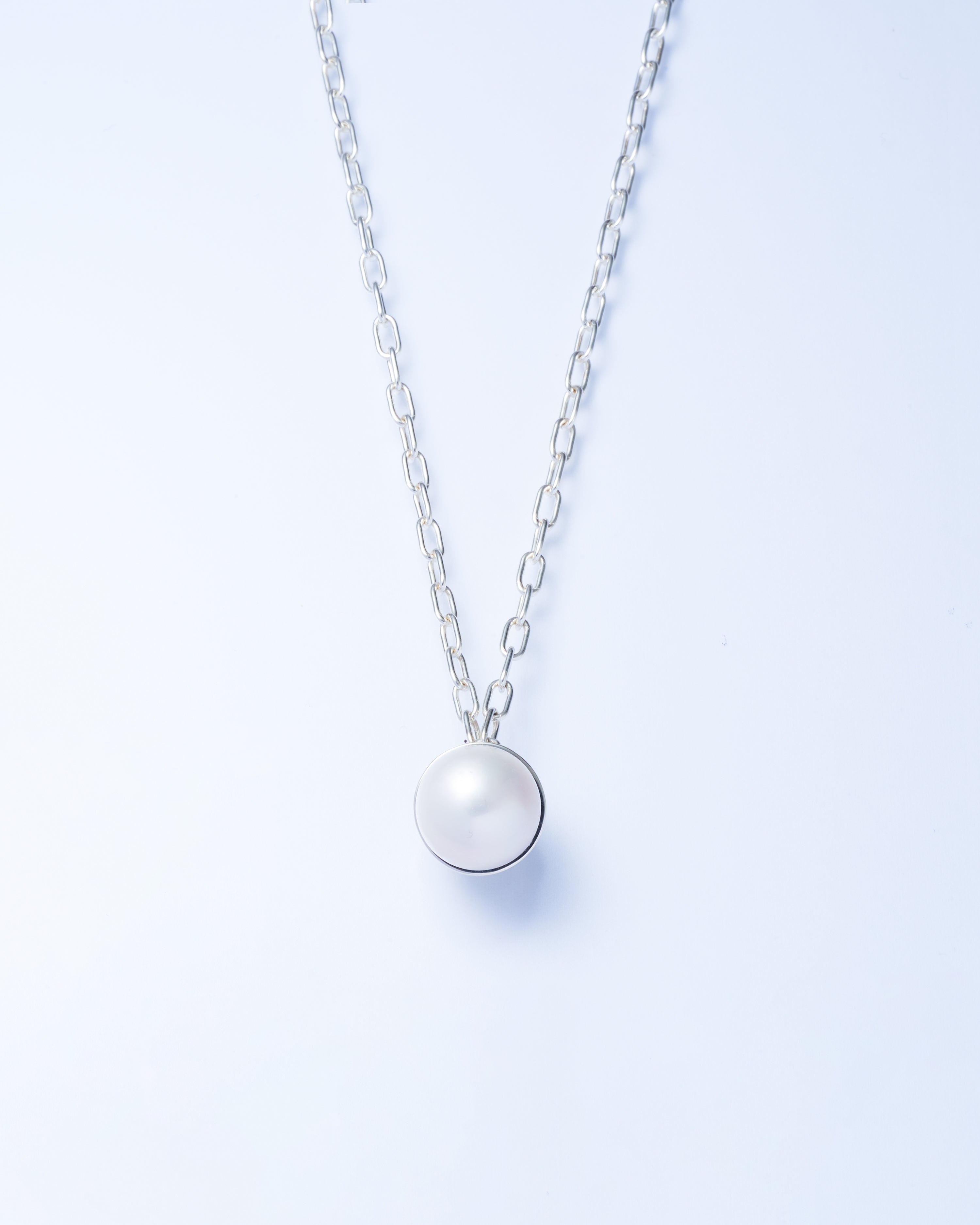 Pearl Cap Necklace Large -Silver-